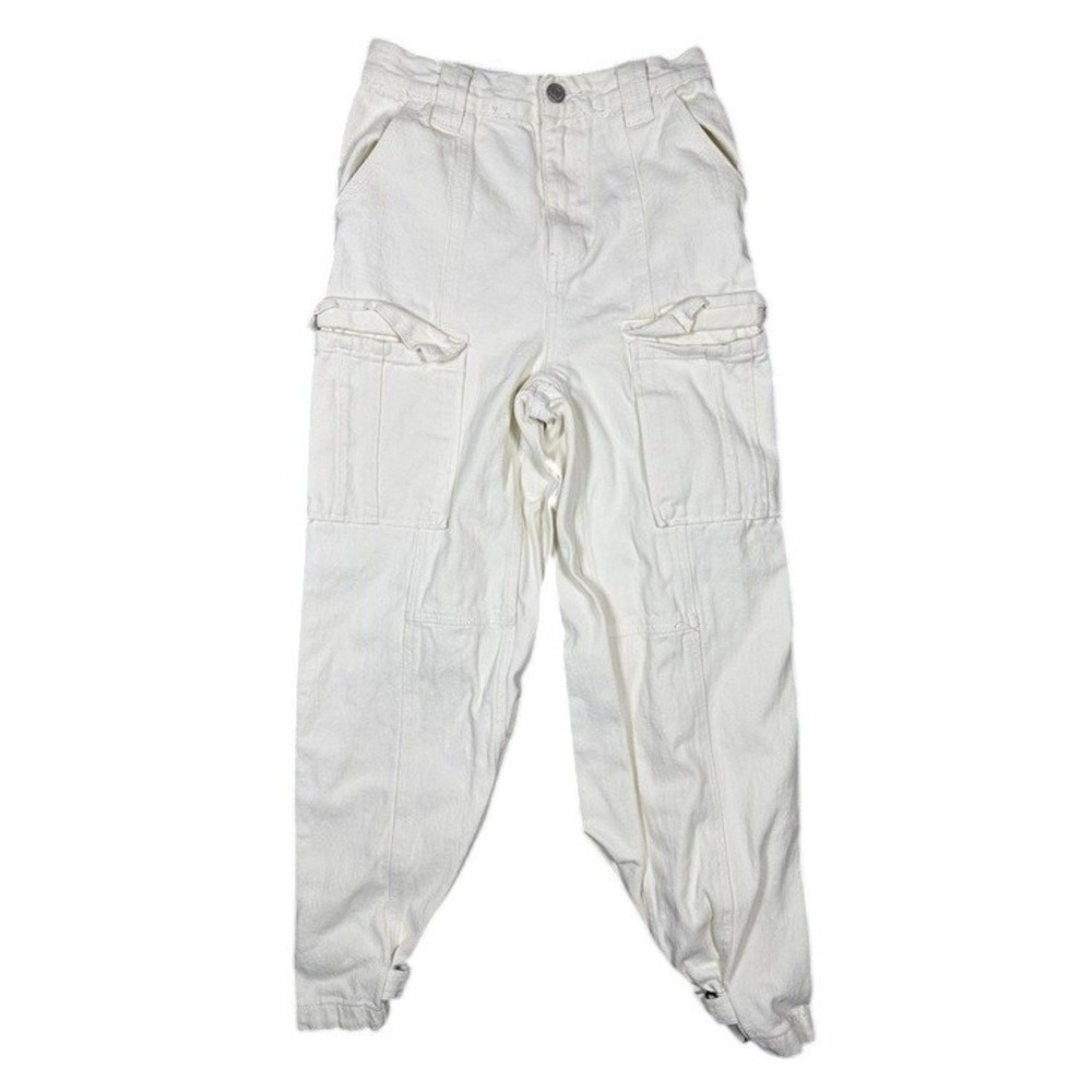 PacSun Womens High Rise Carpenter Pants Off-White‎ Cotton Cargo Utility Size 26